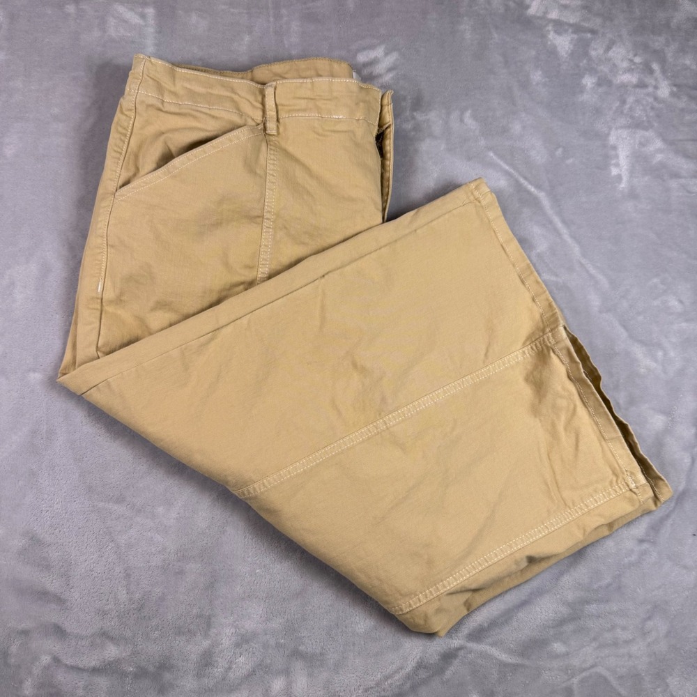 Maeve Anthropologie Tan Wide Leg Cropped Utility Pant Contrast Stitch Womens 22W